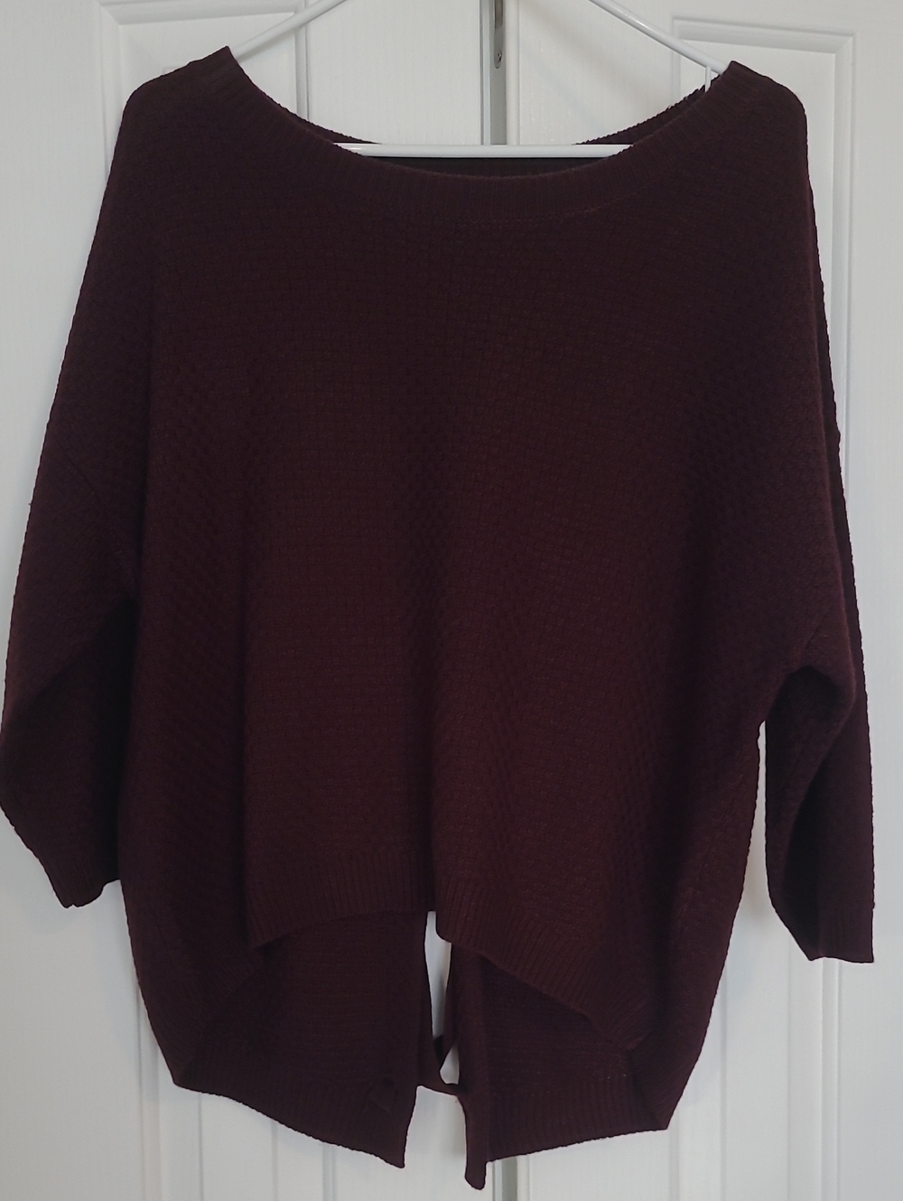 Women's Scoop Neck Oversized Sweater - Deep Plum